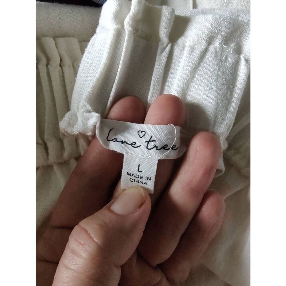 Love Tree Women's Size Large White Linen Paper Bag Straight Pants - Picture 5 of 7